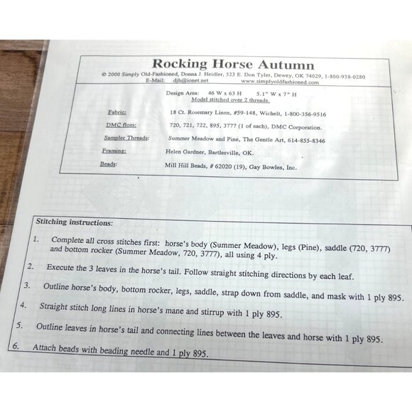 Rare Simply Old Fashion Rocking Horse Autumn Cross Stitch Pattern - Picture 4 of 4